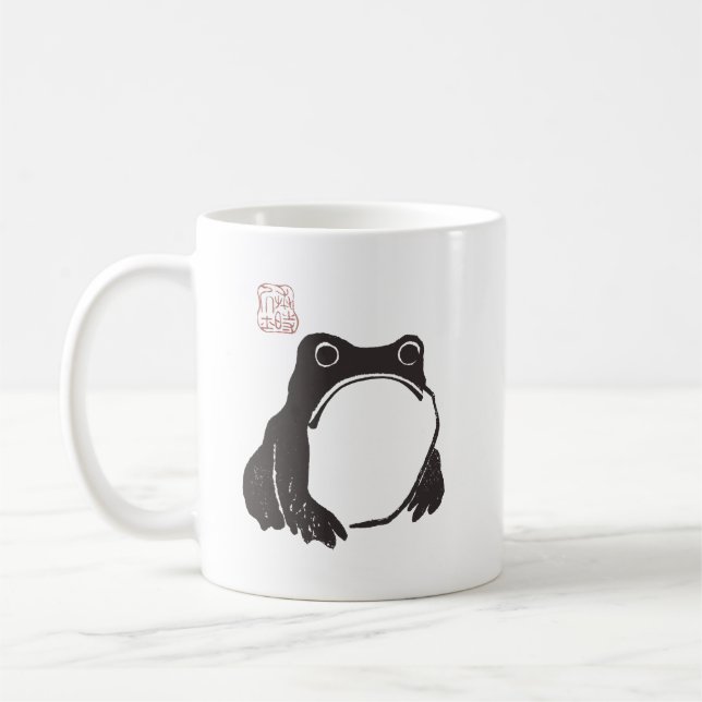 Matsumoto Hoji Funny Sad Grumpy Frog Mug (Left)