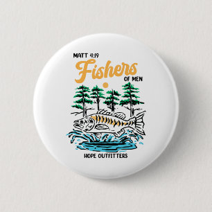 Matt 419 Fishers Of Men Christian Fishing Fathers  6 Cm Round Badge