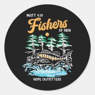 Matt 419 Fishers Of Men Christian Fishing Fathers Classic Round Sticker