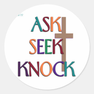 Matt 7:7 customisable christian gift classic round sticker