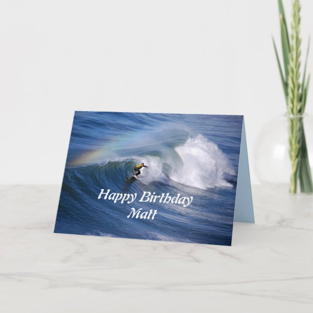Matt Happy Birthday Surfer With Rainbow Card (Front)