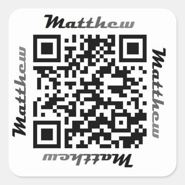 Matt (Matthew) QR Code Personalised NAME Sticker (Front)