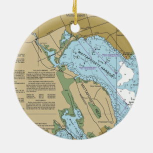 Mattapoisett MA Harbour Chart Ceramic Ornament