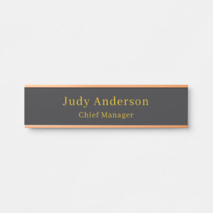 Matte Black Gold Professional Plain Modern Elegant Door Sign