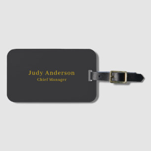 Matte Black Gold Professional Plain Modern Elegant Luggage Tag