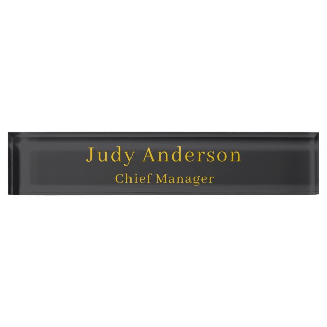Matte Black Gold Professional Plain Modern Elegant Nameplate (Front)
