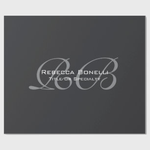 Matte Black Grey Monogram Minimalist Plain Wrapping Paper