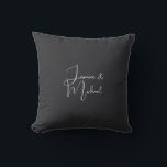 Matte Black Handwriting Couple Names Wedding Cushion<br><div class="desc">You Can Easily Change the Fonts,  Background Image and Colour,  Letter Characters.</div>