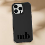 Matte Black Minimalist Modern Initial Monogram iPhone 16 Pro Max Case<br><div class="desc">Minimalist Modern Initial Monogram Phone Case. Create your own personalised iPhone Case with custom initial name.</div>