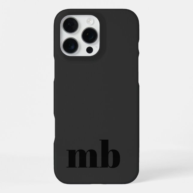 Matte Black Minimalist Modern Initial Monogram iPhone Case (Back)