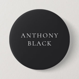 Matte Black Minimalist Plain Elegant Classical 7.5 Cm Round Badge