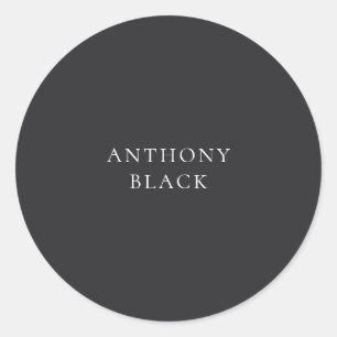 Matte Black Minimalist Plain Elegant Classical Classic Round Sticker