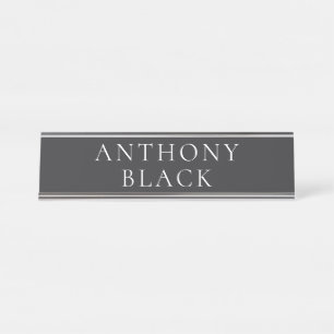 Matte Black Minimalist Plain Elegant Classical Desk Name Plate