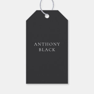 Matte Black Minimalist Plain Elegant Classical Gift Tags