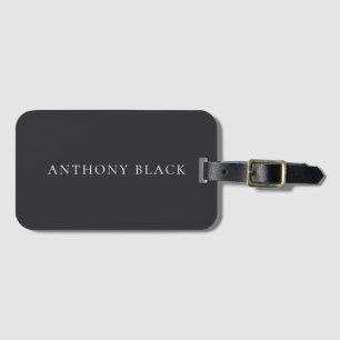 Matte Black Minimalist Plain Elegant Classical Luggage Tag