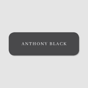 Matte Black Minimalist Plain Elegant Classical Name Tag