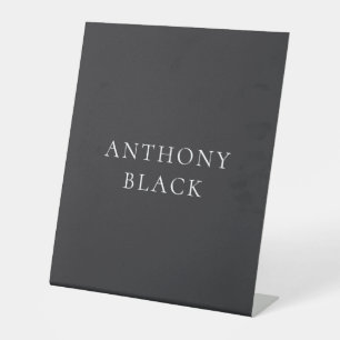 Matte Black Minimalist Plain Elegant Classical Pedestal Sign