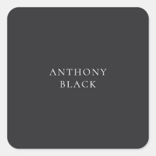 Matte Black Minimalist Plain Elegant Classical Square Sticker