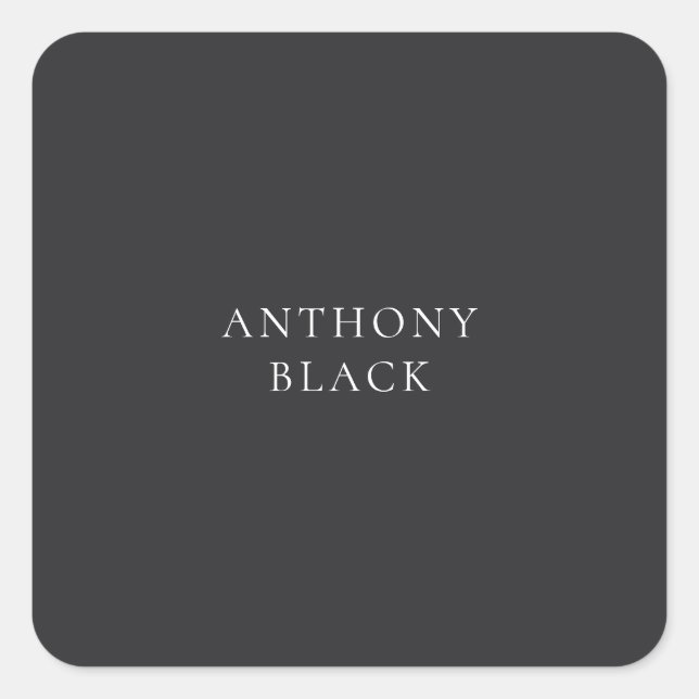 Matte Black Minimalist Plain Elegant Classical Square Sticker (Front)