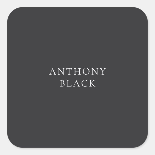 Matte Black Minimalist Plain Elegant Classical Square Sticker (Front)