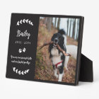 Matte Black Paws & Greenery Photo Pet Memorial Pla