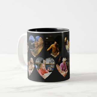Matte Black Photo Collage Mug with Heart Frames