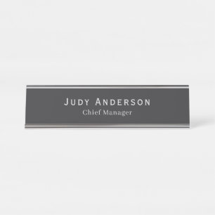 Matte Black Professional Plain Modern Elegant Desk Name Plate