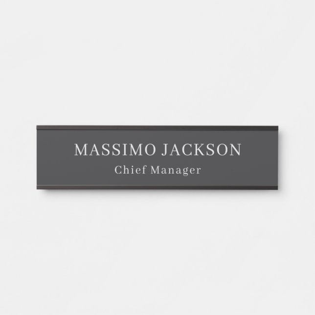 Matte Black Professional Plain Modern Elegant Door Sign (Front)