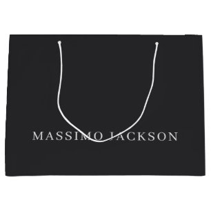 Matte Black Professional Plain Modern Elegant Large Gift Bag