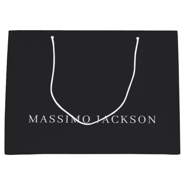 Matte Black Professional Plain Modern Elegant Large Gift Bag (Front)