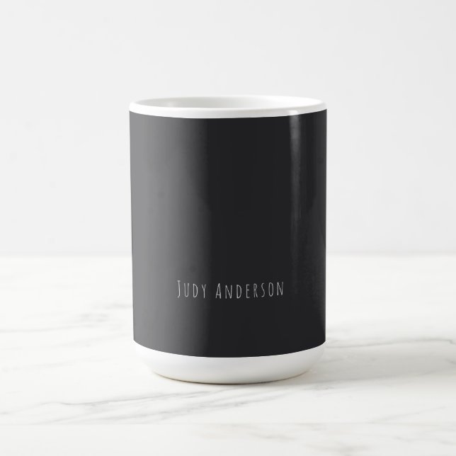 Matte Black Professional Plain Modern Elegant Name Coffee Mug (Center)