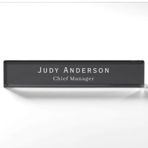 Matte Black Professional Plain Modern Elegant Nameplate