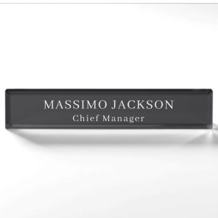 Matte Black Professional Plain Modern Elegant Nameplate