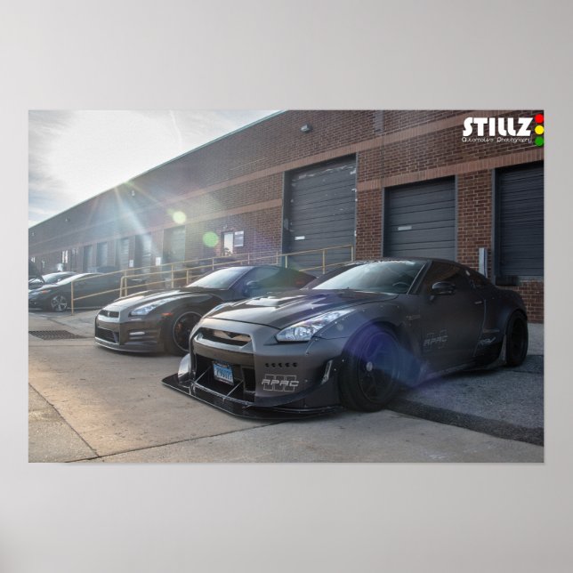 Matte Black Rocket Bunny Nissan GTR Poster (Front)