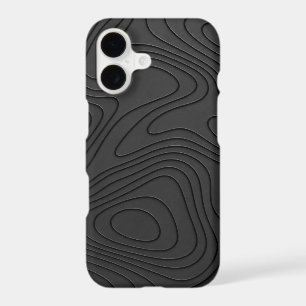Matte Black Topographic iPhone 17 Case Tonal Con