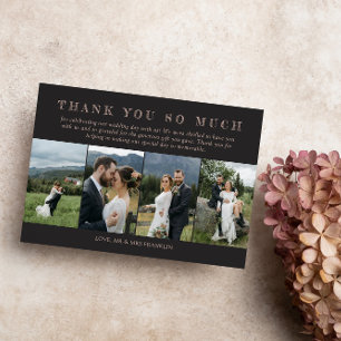 Matte Black Wedding Photos Sketched Font Thank You