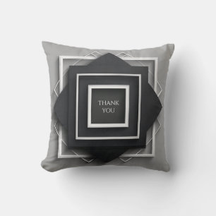 Matte Black & White Frame Modern Elegant Wedding Cushion