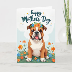 Matte Cute Dog Floral Wreath Card