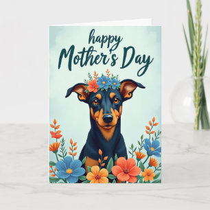 Matte Dog Floral Mothers Day Card