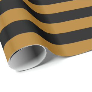 Matte Gold and Black Stripe Wrapping Paper