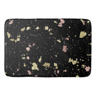 Matte Gold and Rose Gold Flakes Black Bath Mat