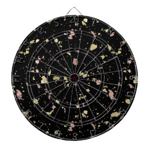 Matte Gold and Rose Gold Flakes Black Dartboard