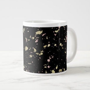 Matte Gold and Rose Gold Flakes Black Large Coffee Mug