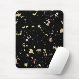 Matte Gold and Rose Gold Flakes Black Mouse Pad