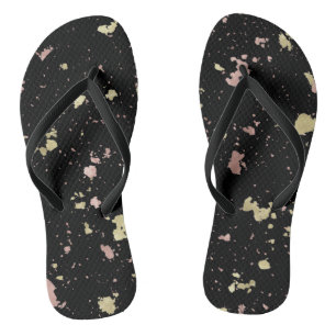 Matte Gold and Rose Gold Flakes Black Thongs
