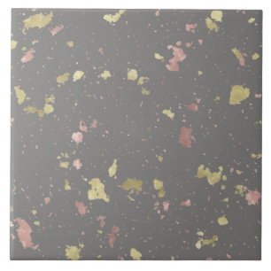 Matte Gold and Rose Gold Flakes Warm Dark Grey Ceramic Tile