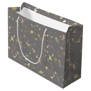 Matte Gold and Rose Gold Flakes Warm Dark Grey Large Gift Bag