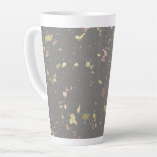 Matte Gold and Rose Gold Flakes Warm Dark Grey Latte Mug