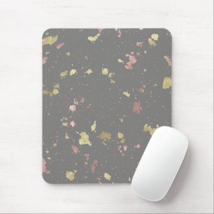 Matte Gold and Rose Gold Flakes Warm Dark Grey Mouse Pad