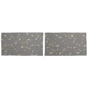 Matte Gold and Rose Gold Flakes Warm Dark Grey Pillowcase